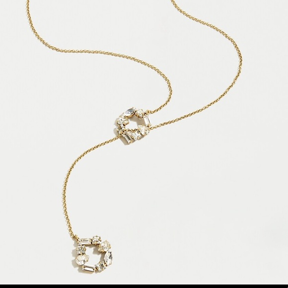 J crew crystal open circle lariat necklace